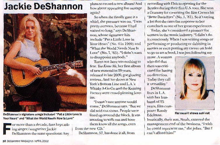From Biography Magazine April 2002