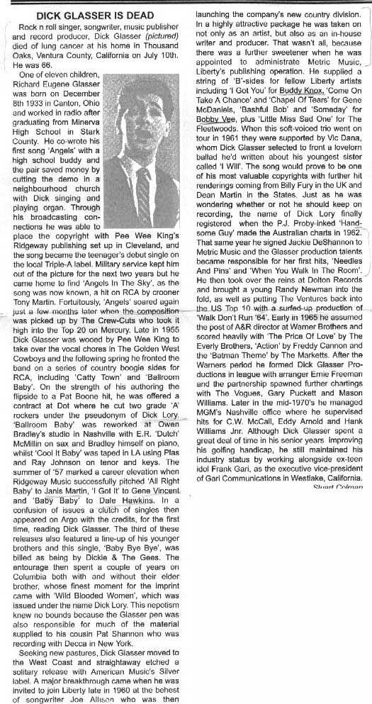 Dick Glasser Obituary